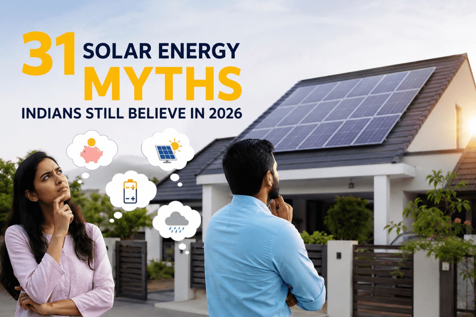 31 solar energy myths Indians still believe in 2026 explained with facts about solar panels, costs, efficiency, savings, and installation